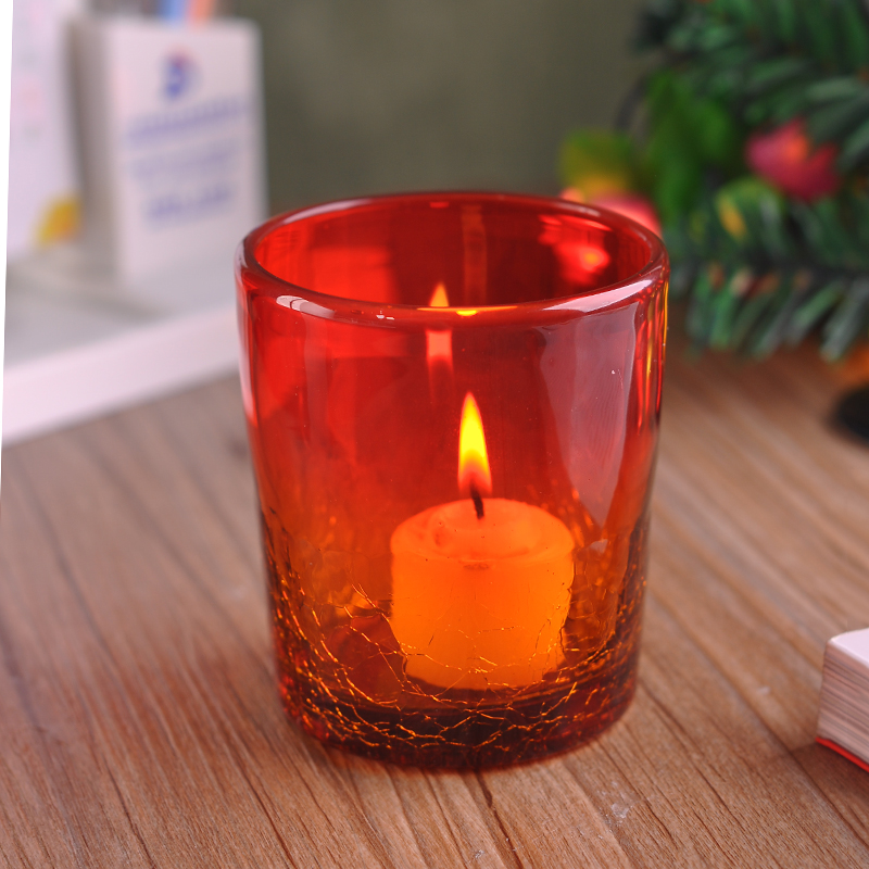 Hand made gradient color glass candle holder