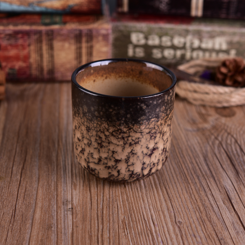 Handmade rodada fundo cerâmica pontos velas jar