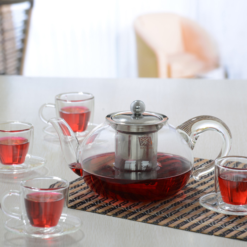 Service à thé résistant à la chaleur pour verre borosilicate théière avec filtre/boule à thé