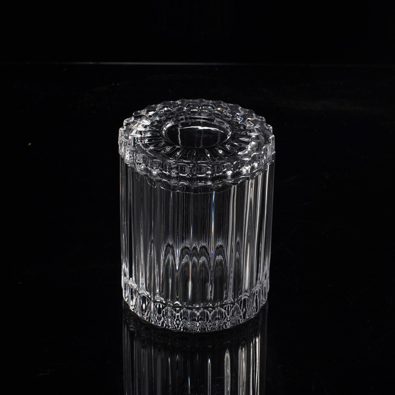Tarro de cristal de alta calidad de las tiras claras de la vela con las tapas