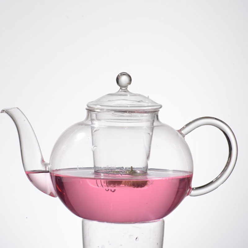 Berkualiti tahan haba Pyrex kaca Borosilicate teh periuk dengan Infuser