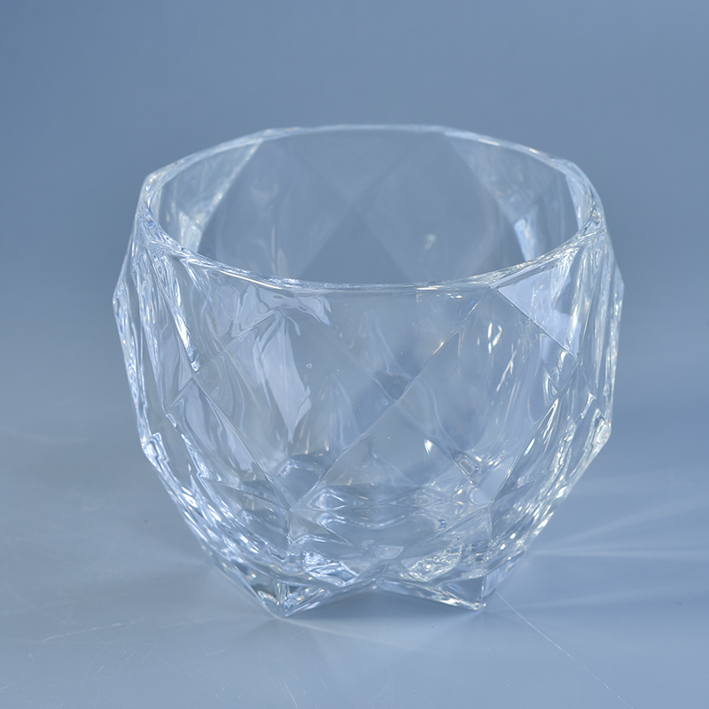 High White Crystal Diamond Shaped Glass Candle Holders