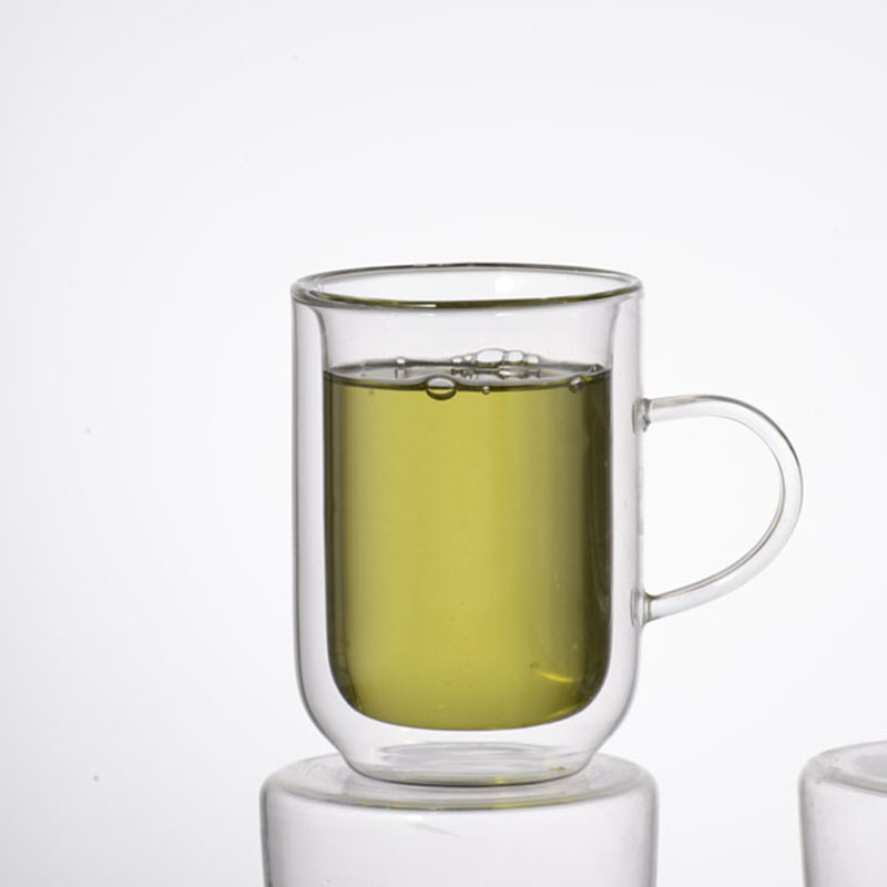 Tazas de té de cristal de la taza de café de la pared del doble de la alta calidad