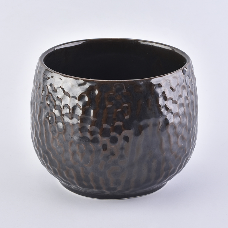 Candelero de cerámica ámbar en relieve de alta calidad