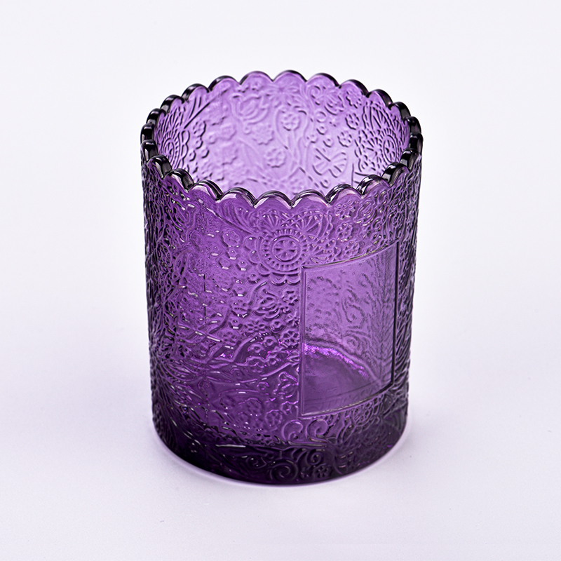 High quality purple glass candle holder for home decor