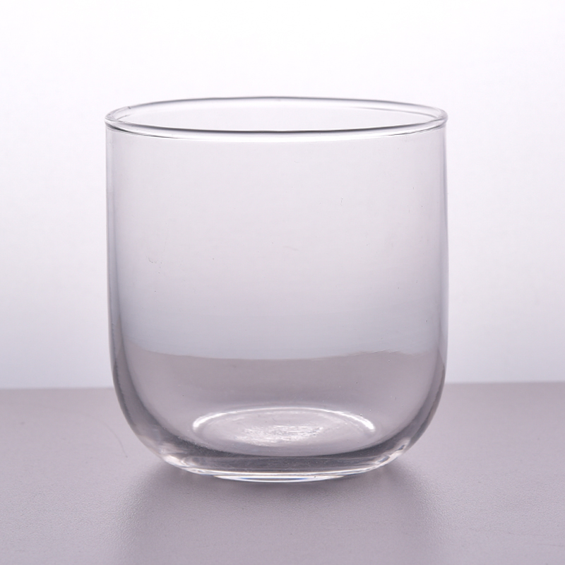 Taza de vela de cristal transparente blanca transparente