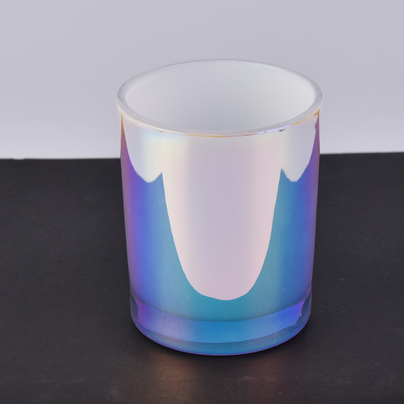 Embalagens de vela de vidro colorido holográfico iriscente atacado