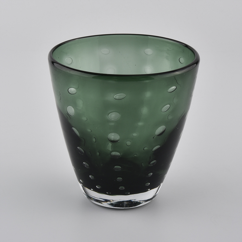 Home decoration luxury green candle glass holders