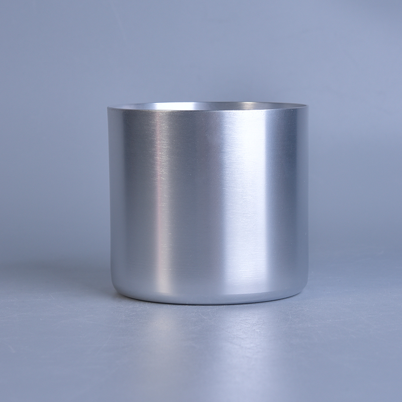 Hot popular plata cilindro de aluminio de metal vela jar mayorista