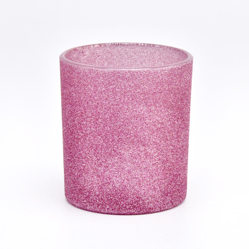 Hot sale 10oz frost pink glass candle empty vessels supplier