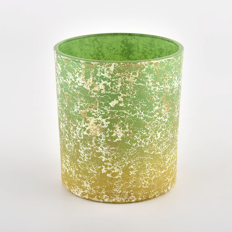Hot sale 300ml glass candle jar with gradient green color supplier