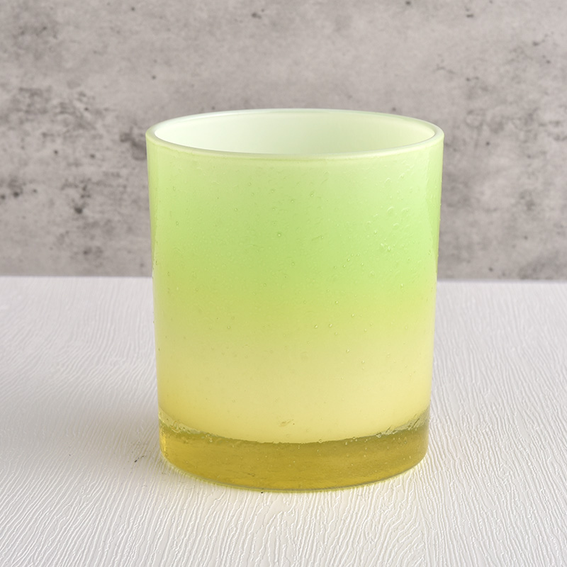 Vendita calda da 300 ml di gradiente verde gerre di vetro fornitore di candele in vetro