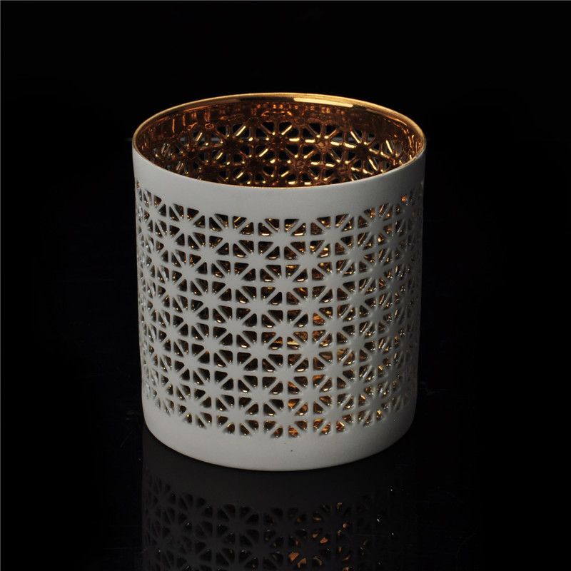 Venta caliente personalizada color hueco de cerámica Jar Vela