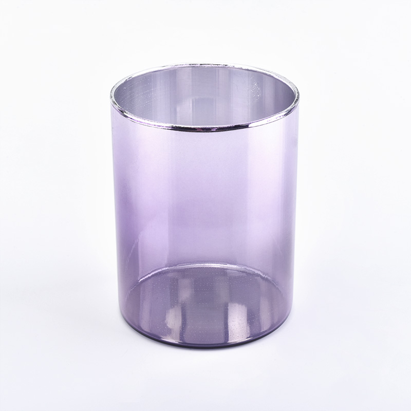 离子镀紫色玻璃烛台