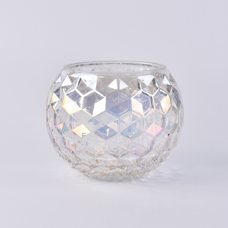 Iridescent diamond glass candle bowl