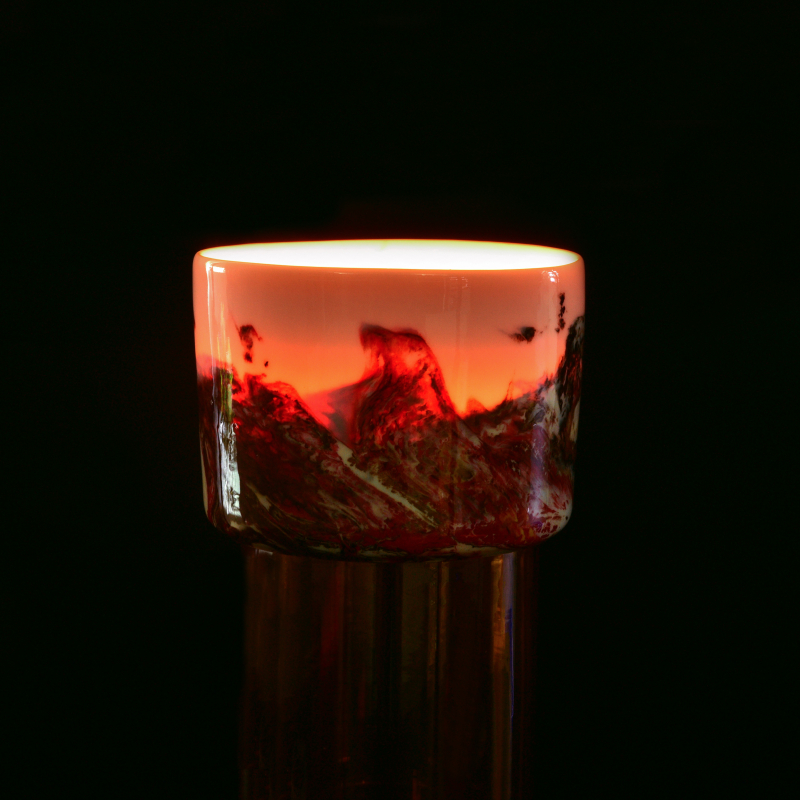 风景样式装饰陶瓷蜡烛台为有气味的蜡