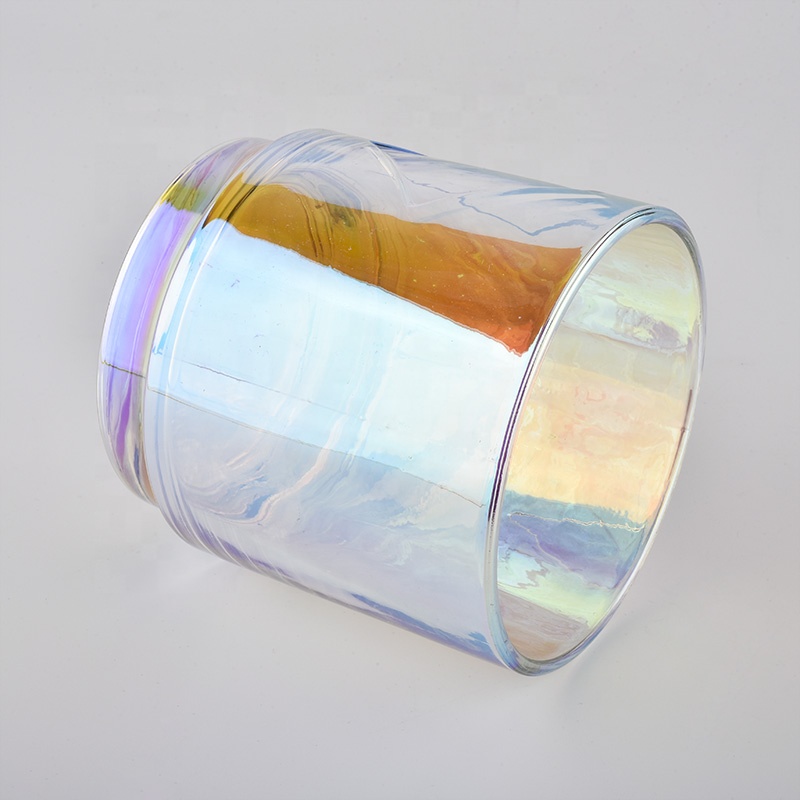 Large Capacity Holographic Iridescent Glass Candle Jars