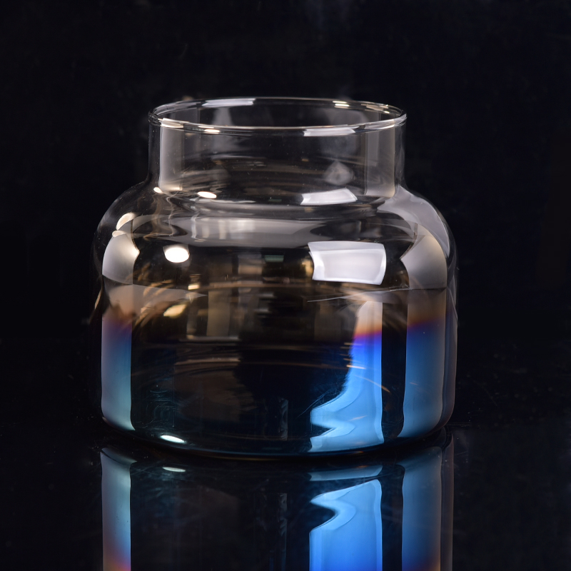 Recipientes de vela de vidro de grande capacidade com cores de galvanização