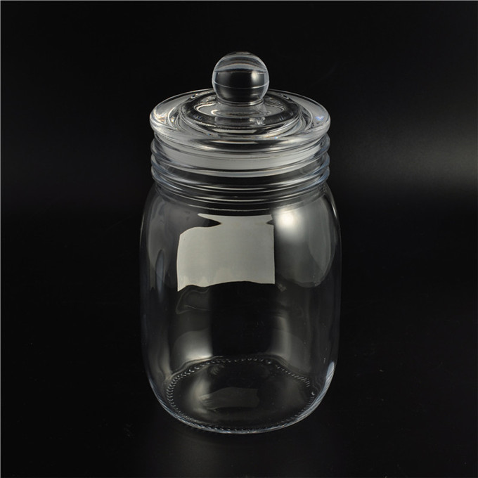 Pot de verre transportable de grande capacité avec couvercle en verre