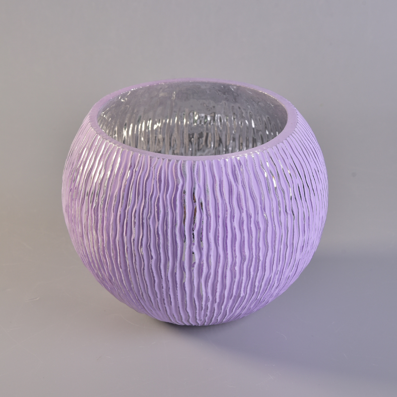 Lavanda púrpura bola forma de vela de cristal titular de la venta al por mayor