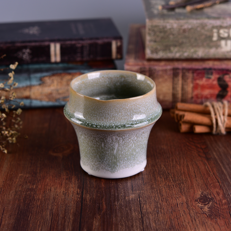 Hellgrün Bambus Gelenk Blume Glasiert Keramik Duft Wachs Kerze Jar