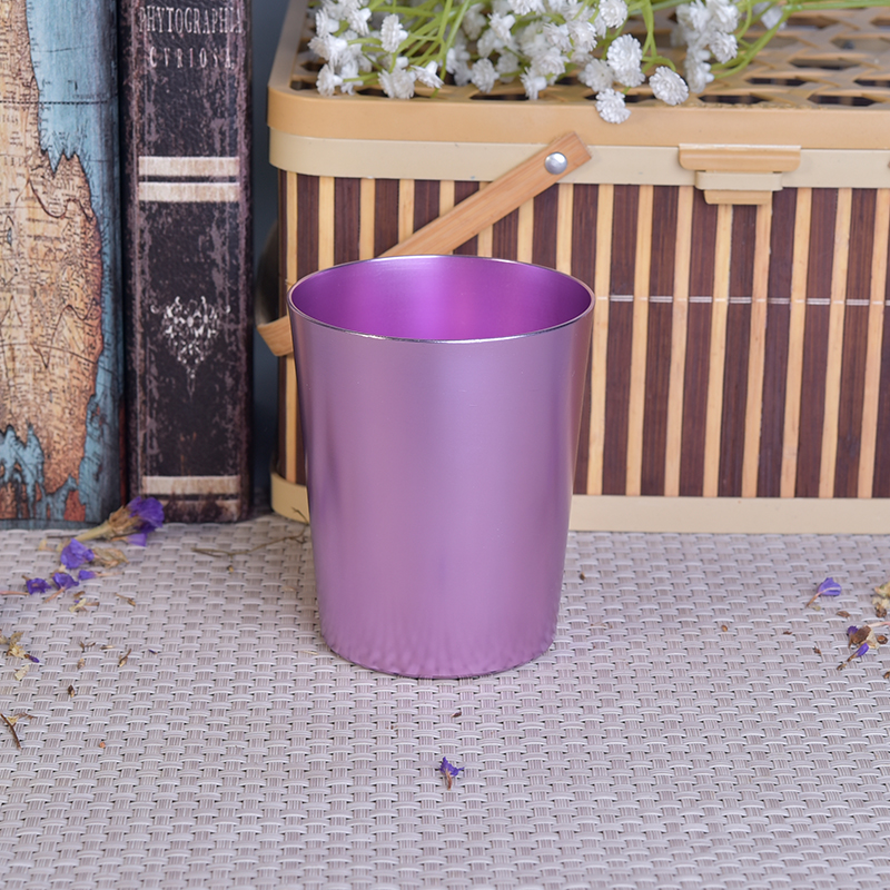 浅紫色 v 形金属蜡烛罐家居装饰批发