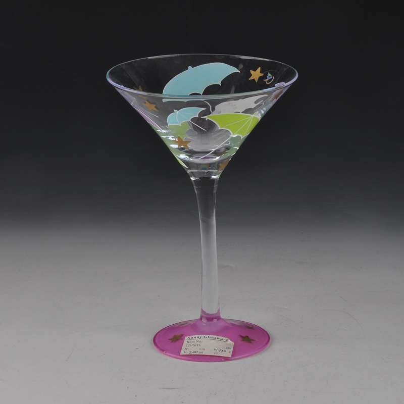 Long Stem Hand Painted Drinking Glass Cup for Martini