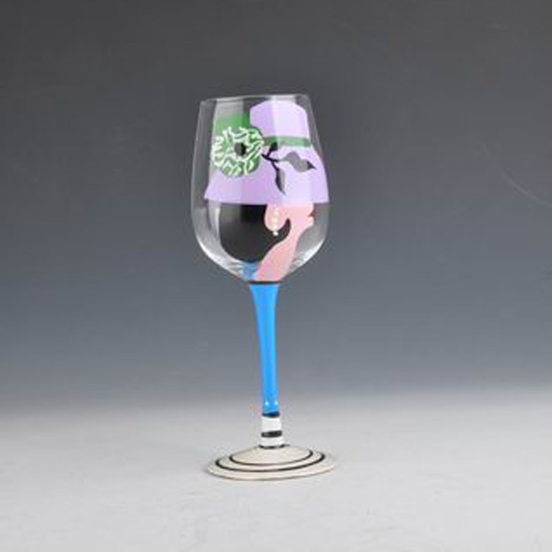 Gambo lungo mano personalizzato dipinto bere tazza di vetro di vino
