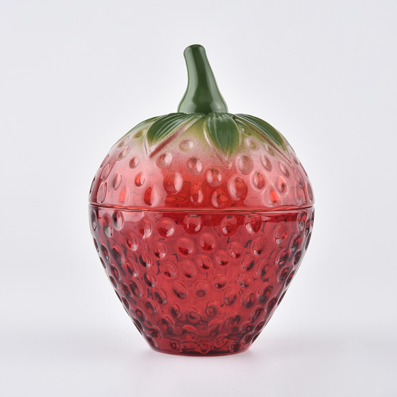 Strawberry indah bentuk kaca pemegang lilin borong