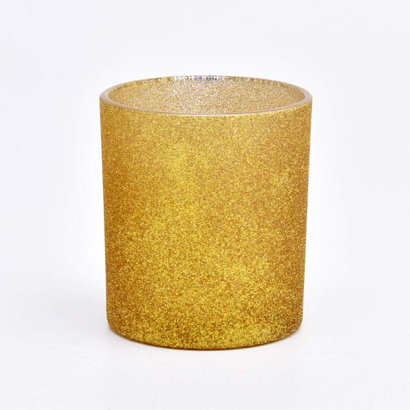 Gridoio di lussuoso supporto per candele in vetro in oro gelo da 10 once