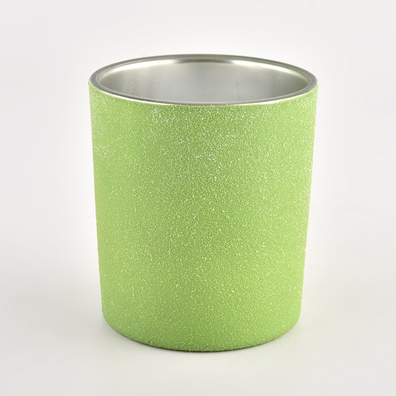 Luxury 10oz  green frosted  glass candle vessels  for home decor manufacturer