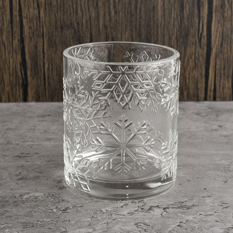 Luxus 14oz transparente Schneeflockenglaszylinder Kerzengläser Großhandel