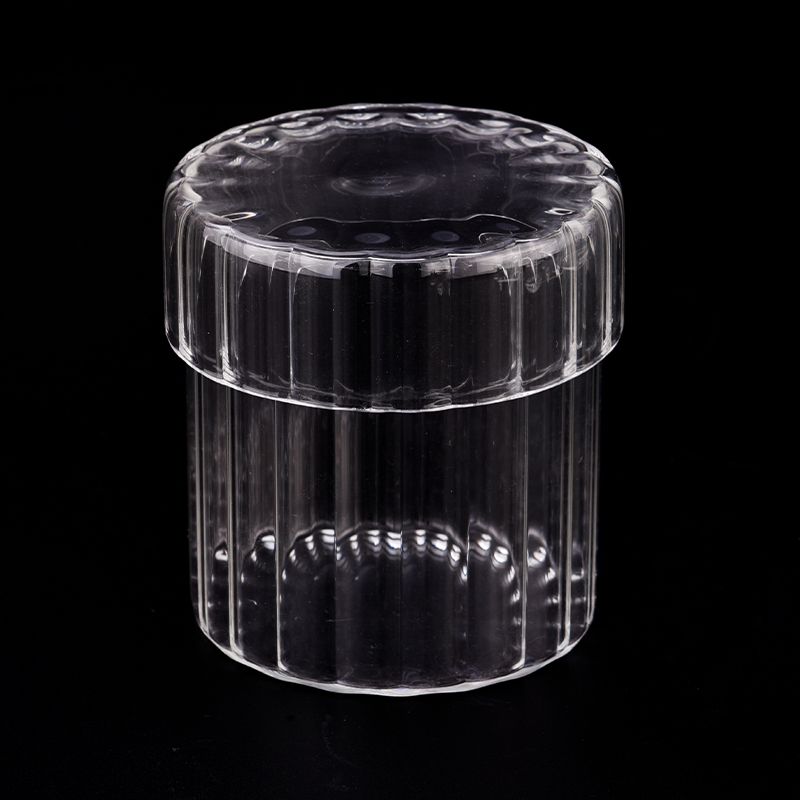 Luxus 18oz klarer Glaskerzengläser mit Glasdeckel für Wohnkultur