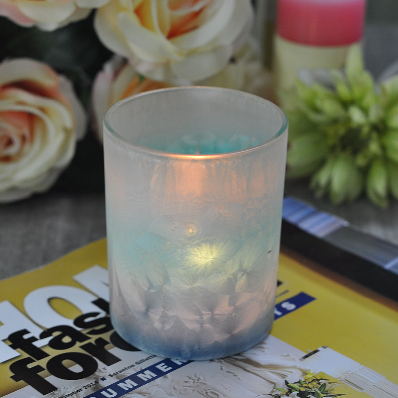 Luxury Beautiful Feather Painted Glass Candle Holders
