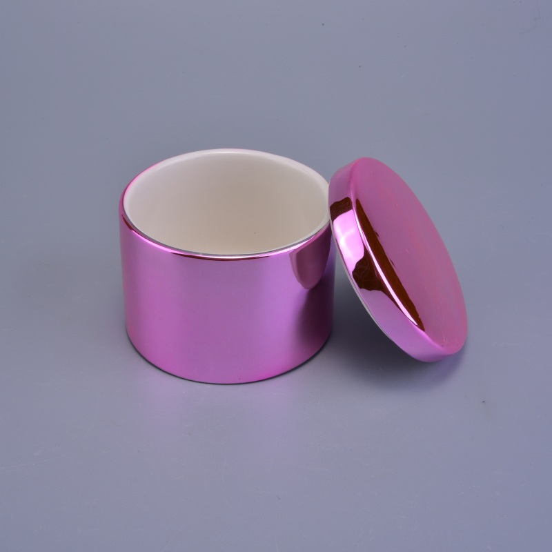 Kundenspezifischer rosafarbener keramischer Kerze-Halter mit Deckel