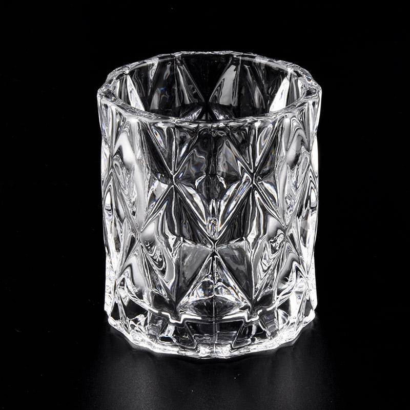 Bougeoir en verre de cristal de coupe de diamant de luxe