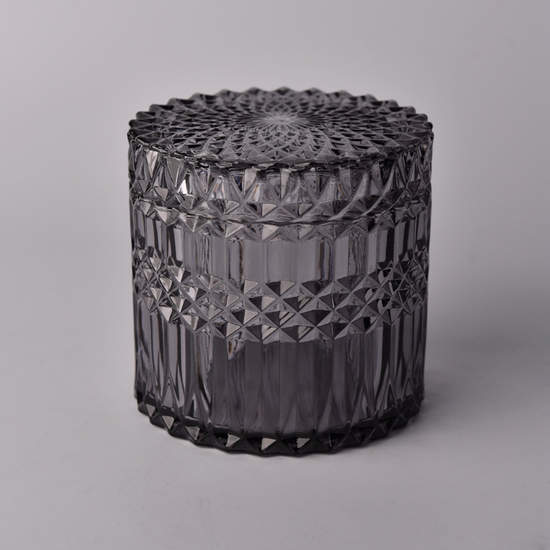 Candelero de cristal negro de lujo con las tapas para casarse la decoración del hogar