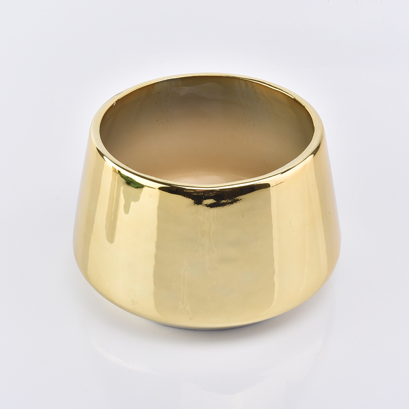 El oro de lujo electrochapó la decoración casera vendedora popular de cerámica del candelero 15oz