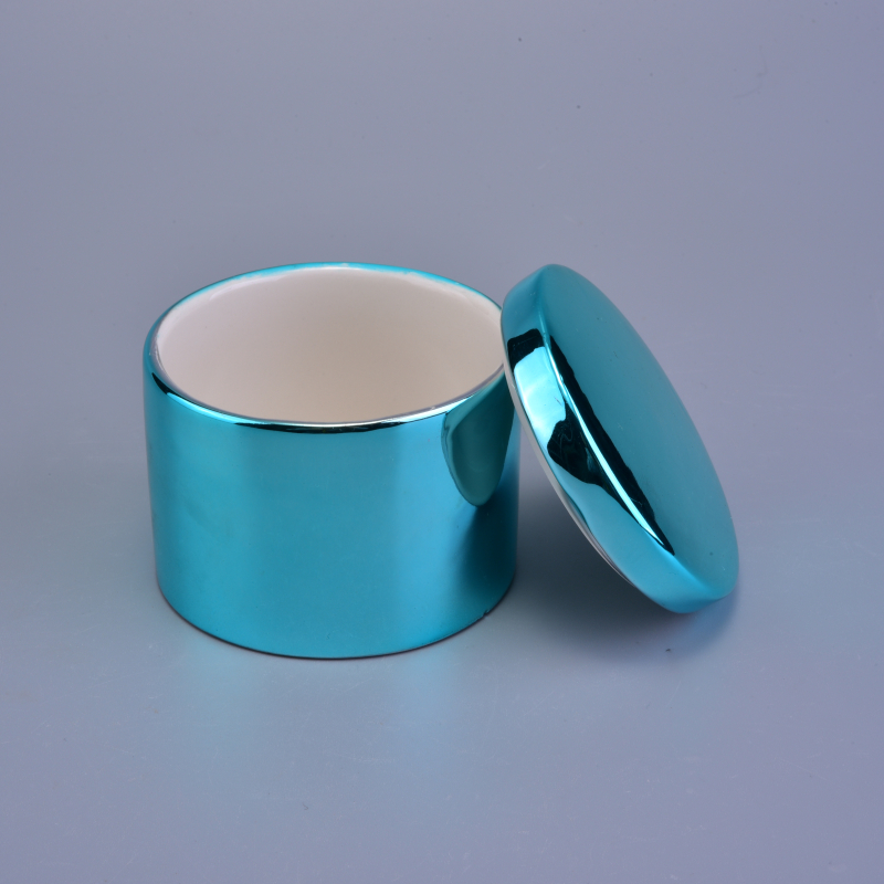 Luxury Metallic Ceramic Candle Jar With Lids
