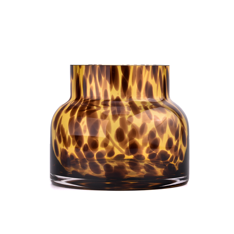 Luxury amber glass candle holder large capacity glass candle jars wholesale
