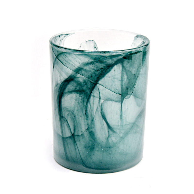Luxury Blue Glass Vandle Far de 8 oz 10 oz Jar de vidrio Decoración del hogar