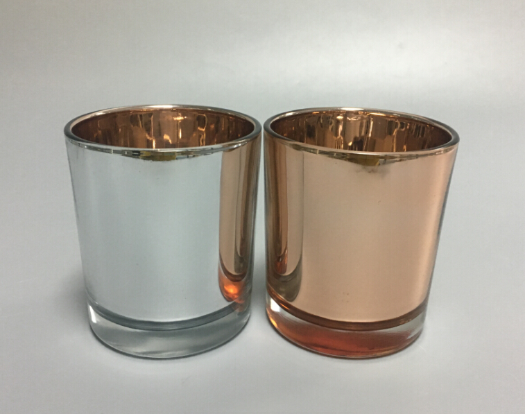 Candeleros de vidrio de color cobre de lujo