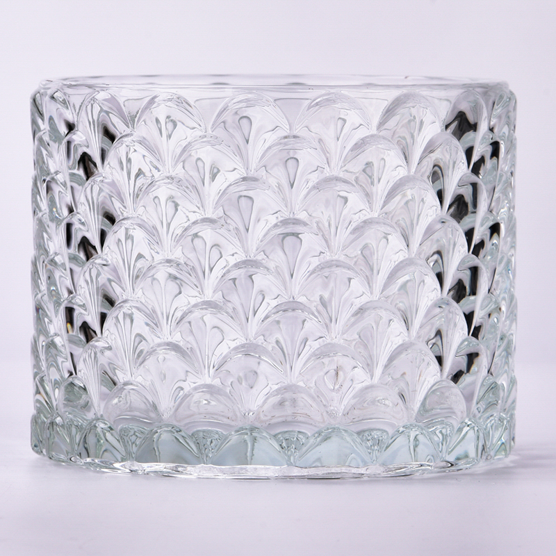 Jar candele di vetro a effetto squamoso personalizzato di lusso per decorazioni per la casa