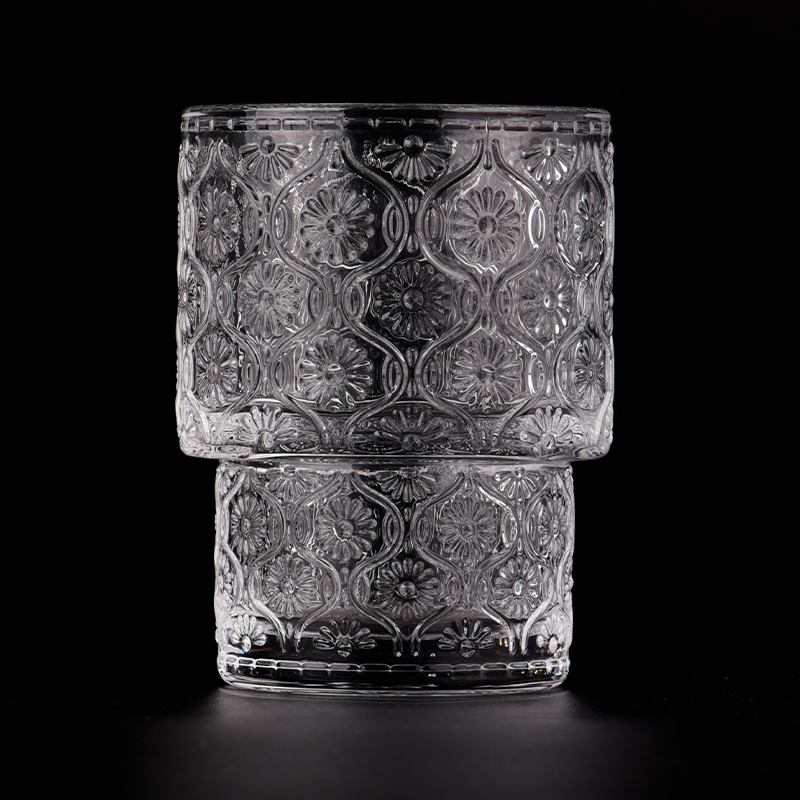 Luxury personalizado de 190 ml de patrón elevado Jar de vela de vela Jares de vidrio de vidrio
