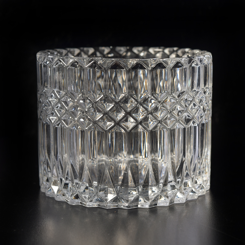 Frasco de jóias de vidro com diamantes de luxo em relevo