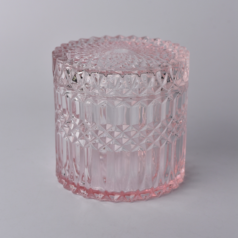Luxury diamond glass candle container with lid