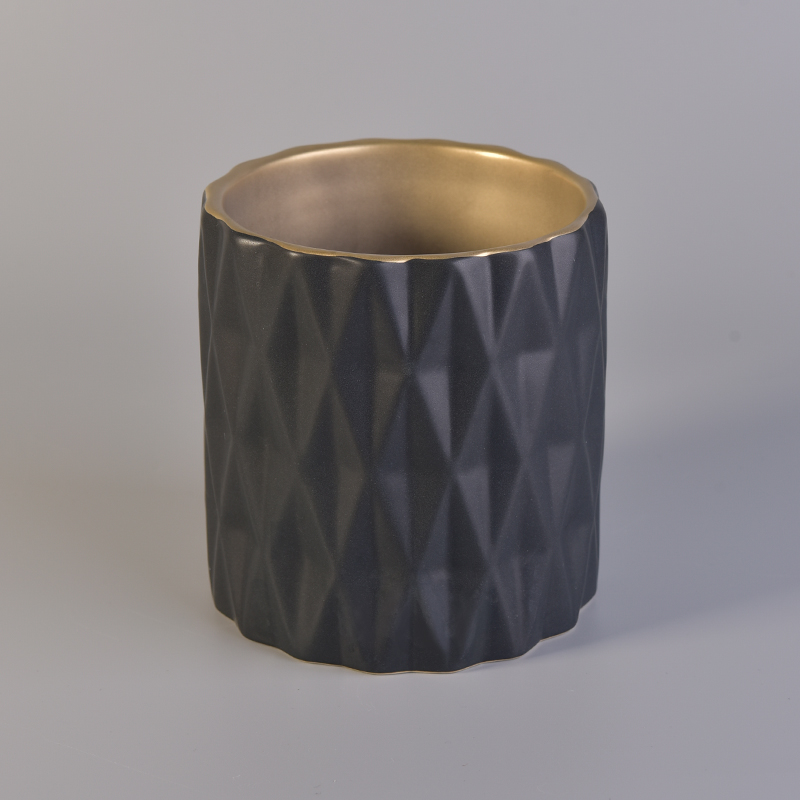 Luxus Diamant matt schwarz Keramik Kerzenhalter