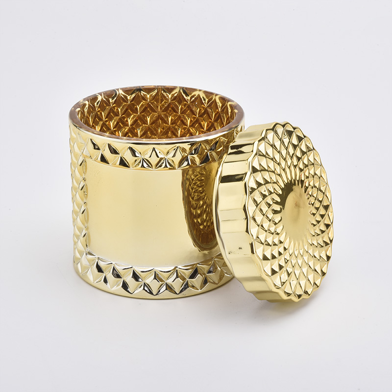 Luxus Galvanik Goldglas Kerzenhalter mit Deckel