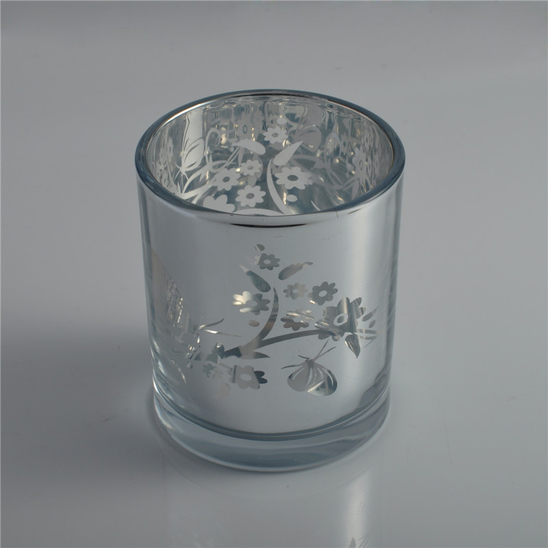 Luxury electroplating laser votive candle glass jar