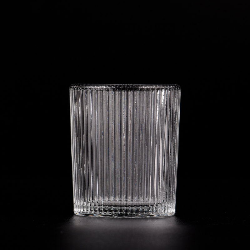 Luxury glass candle holder vertical stripe clear glass jars for wedding